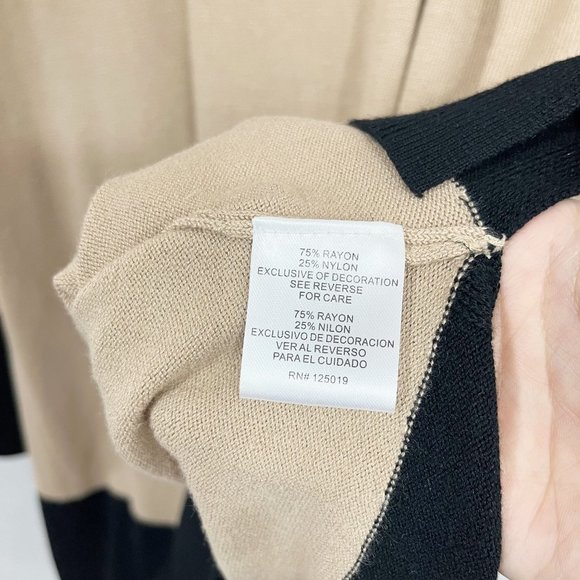 Joseph A NEW Tan Black Color Block Pullover Sweater Tunic Zipper Accent Size 1X - Picture 7 of 7